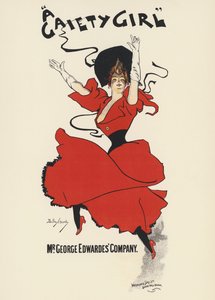 Plakát k „A Gaiety Girl“ (barevné lito) od Dudley Hardy