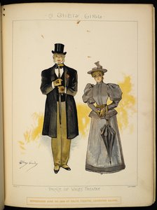 Dvě z postav. Gentleman a dáma, možná lady Greyová. od Dudley Hardy