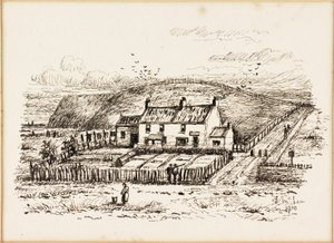 The Wash House Hill a Chata Betty Heron (inkoust na papíře) od Duncan F. McLea