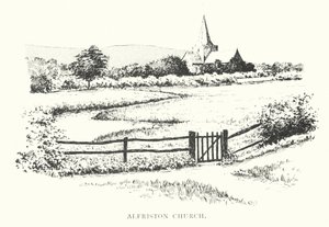 Kostel v Alfristonu (litografie) od Duncan Moul