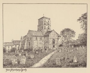 Sussex: New Shoreham Church (litografie) od Duncan Moul