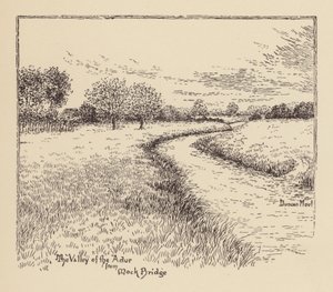 Sussex: Údolí řeky Adur od mostu Mock Bridge (litografie) od Duncan Moul