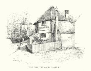 Taverna The Fighting Cocks (litografie) od Duncan Moul