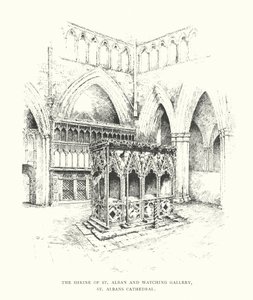 Svatostánek svatého Albana a galerie sledování, katedrála v St Albans (litografie) od Duncan Moul