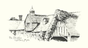 Stáje, Ightham Mote (litografie) od Duncan Moul