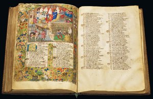 Stránka z "La Belle Dame Sans Merci" od Alaina Chartiera, Paříž, počátek 15. století
