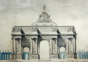 Arc de Triomphe, podle návrhů Clauda Perraulta (1613-78) (akvarel a kvaš na papíře) od Dupouy Dupouy