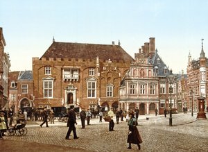 Radnice na náměstí Grote Markt, Haarlem, Holandsko, pub.c. 1900