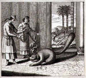 A Freak Animal, z ‚China Illustrated‘ od Athanasius Kircher (1601-80) 1667 (rytina) od Dutch School
