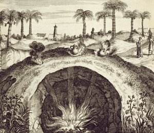 Obří podzemní parní hrnec z Číny Ilustrovaný Athanasiem Kircherem (1601-80) 1667 od Dutch School