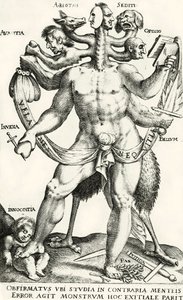 Arminianismus jako pětihlavé monstrum od Dutch School