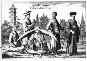 Čínští kněží a mniši, z Číny Ilustroval Athanasius Kircher (1601-80) od Dutch School