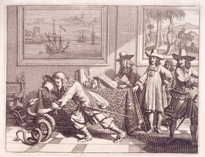 Jednání s Cobrou, která napadla pokoje holandských důstojníků, 1672 od Dutch School