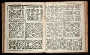 Návrhy parterů, z „Holandského zahradníka“ od Johanna van der Groena, vydáno 1699 (rytina) (viz také 171922 od Dutch School