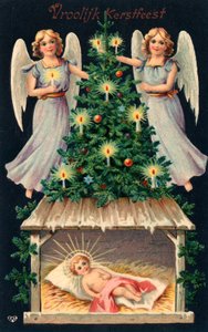 Holandské vánoční přání (barevná litografie) od Dutch School