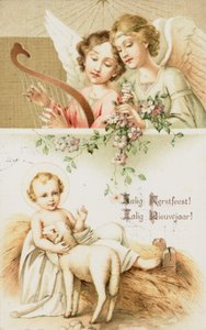 Holandské vánoční přání (barevná litografie) od Dutch School