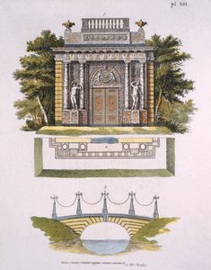 Zahradní dekorace, z Magazine of Garden Gems od G. van Laara, vydaného v roce 1802 od Dutch School