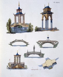 Zahradní dekorace, z Magazine of Garden Gems od G. van Laara, vydaného v roce 1802