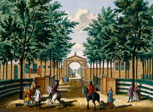 Zahrady letohrádku Francoise van Haringkaspela, z knihy Het Zeganpralent Kennemerlant od Hendricka de Letha a Matthiase Broueria Van Nideka, vydané asi v letech 1700-1730. od Dutch School