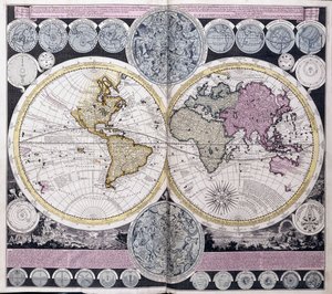 Mapa světa, kolem roku 1717 od Dutch School