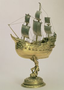 Model Warship, Amsterdam, 1595-96 (pozlacené stříbro) od Dutch School