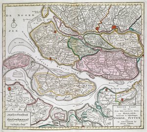 Nová mapa jihozápadní části Holandska, včetně soudních vykonavatelů Voorne, Putten atd. [Třicet šest map Nizozemska] Isaak TirionBetween 1739 and 1757. od Dutch School