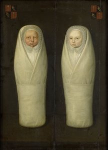 Portrét zavinutých dvojčat: Předčasně zemřelé děti Jacoba de Graeffa a Aeltge Boelense, kolem roku 1617 od Dutch School