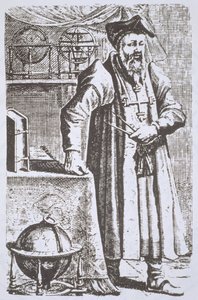 Portrét Williama Postela (1510-81), z jeho De Universitate, Leyden, 1643, ilustrovaný v Historii magie, vydané koncem 19. od Dutch School
