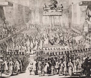 Korunovace Viléma Oranžského (1650-1702) a Marie (1662-94), ve Westminsterském opatství, 21. dubna 1689 od Dutch School