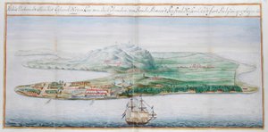 Pohled na jeden z ostrovů Banda. od Dutch School