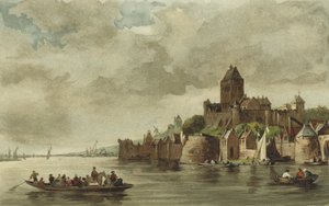 Pohled na hrad Valkhof, Nijmegen od Dutch School