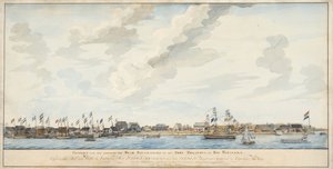 Pohled na město Paramaribo a Fort Zeelandia, 1772 od Dutch School