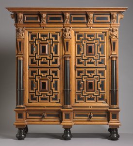 Šatní skříň (Kast), vyrobená v Holandsku, cca 1625-1650 (dub s ebenovou a palisandrovou dýhou) od Dutch School