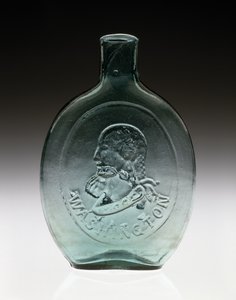 Figurovaná baňka, c. 1847 (bezolovnaté sklo) od Dyottville Glass Works
