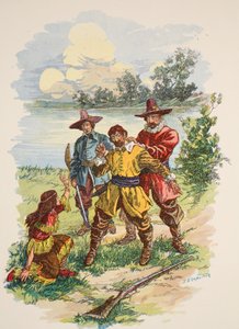 Chytili ho za límec, ilustrace z Pocahontas: Ellise, vyd. McLoughlin Brothers, New York, cca 1912. od E.B. Comstock