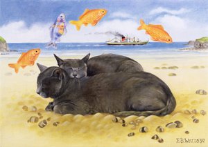 Fish Dreams, 1997 (akryl na plátně) od E.B. Watts
