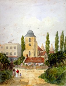 St Pancras Old Church a Adam and Eva Tavern, Londýn, 1830. od EH Dixon
