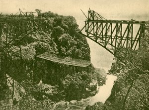 Stavba železničního mostu Zambesi, c1930.
