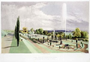 Lower Terrace Garden, Worsley Hall, hospoda. od Thomas McLean (litho) od E. Adveno Brooke
