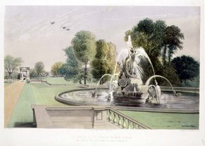 Svatý Jiří a dračí fontána, Holkham, hospoda. od Thomas McLean (litho)