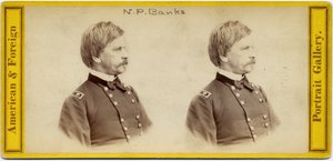 Nathaniel Prentice Banks (1816-94), americký politik a armádní generál Unie (stereo fotografie)