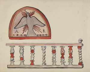 Luneta z Altar-Church v Plain Burnt Altar Rail-Church v Sanctuary, Chimayo od E. Boyd