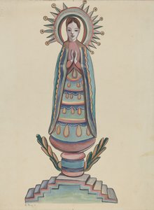Nové Mexiko, Bulto, Polychromovaná dřevěná figurka, 19351942. od E. Boyd