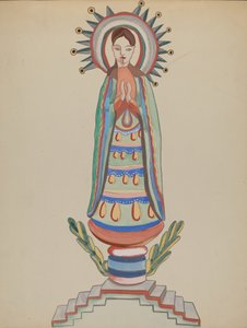 Nové Mexiko, Bulto, Polychromovaná dřevěná figurka, 19351942. od E. Boyd