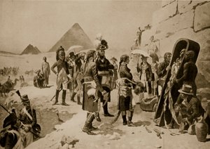 Napoleon v Egyptě, ilustrace z „Hutchinsonových dějin národů“, kolem roku 1915 od E. Fiorillo