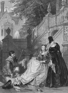 Scéna od Sira Waltera Scottse Kenilwortha. Wayland, Amy Robsart & Janet, 1834. od E. Smith