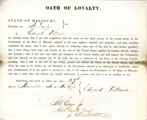 Věrnostní přísaha Edwarda Villmera z Missouri, hrabství St. Louis od E. Villmer