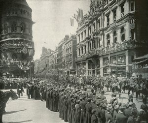 Královský průvod: Průchod východním koncem Cheapside, Londýn, 1897