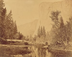 Tutokanula. Údolí Yosemitů. (Velký náčelník) "El Capitan". Výška 3500 stop.