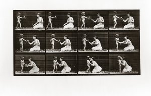 Dítě přináší kytici ženě, Talíř 465 od Animal Locomotion, 1887 od Eadweard Muybridge